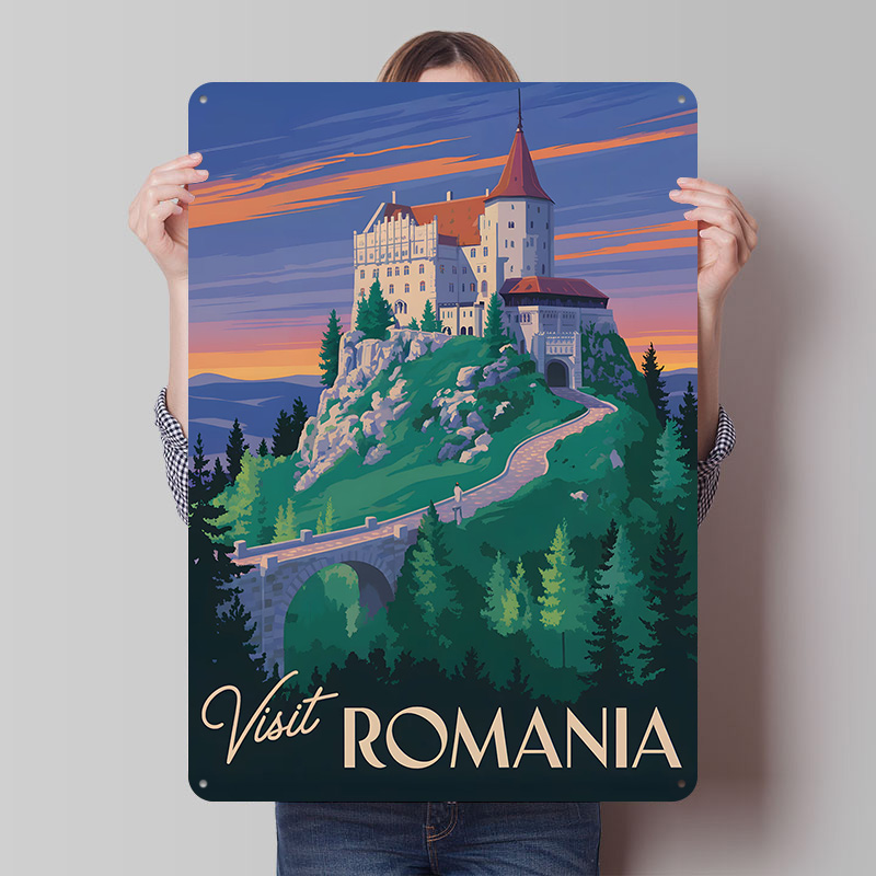 Bathroom Home Visit - Besuchen Sie Rumänien Schloss-Reise-Themen Kunstposter Individuell