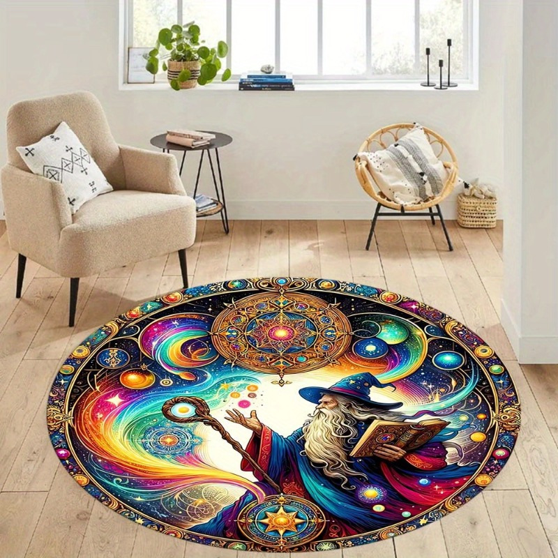 Home Bathroom Colors - Wizard Fantasy Art Runder Teppich aus