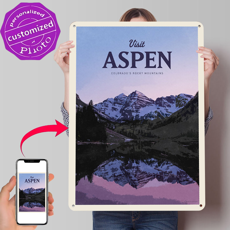Bathroom Home Visit - Aspen 3D-Textur-Poster, individuell bedrucktes Vintage-Metallschild für