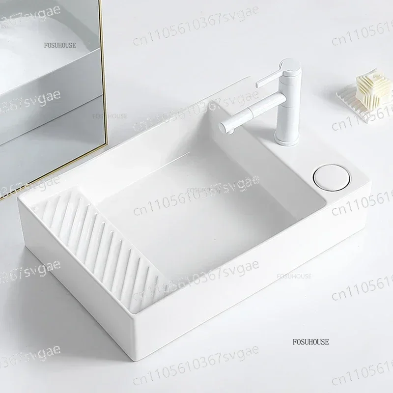 Home Bathroom Wash Basin - Waschbecken für Balkon und Waschmaschine, Keramik-Badezimmerbecken,