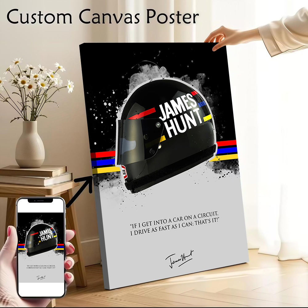 Home Bathroom Quotes - JAMES HUNT Zitat, bedruckte Leinwand-Wandkunst, anpassbare