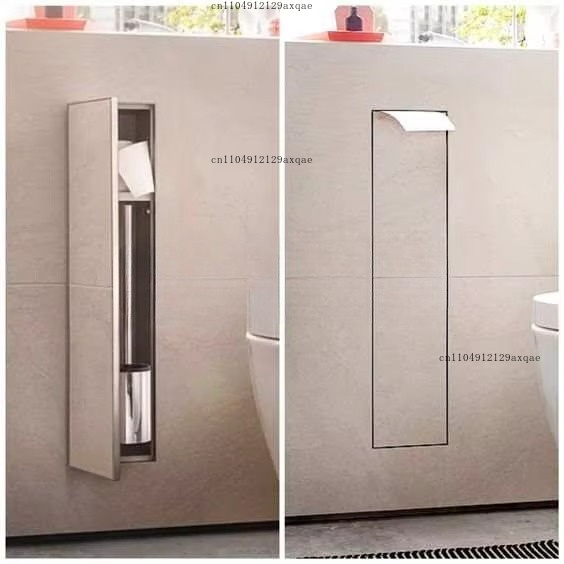 Toilet Brush Holder - 304 Edelstahl Einbau-WC-Papierhalter mit integrierter Toilettenbürste