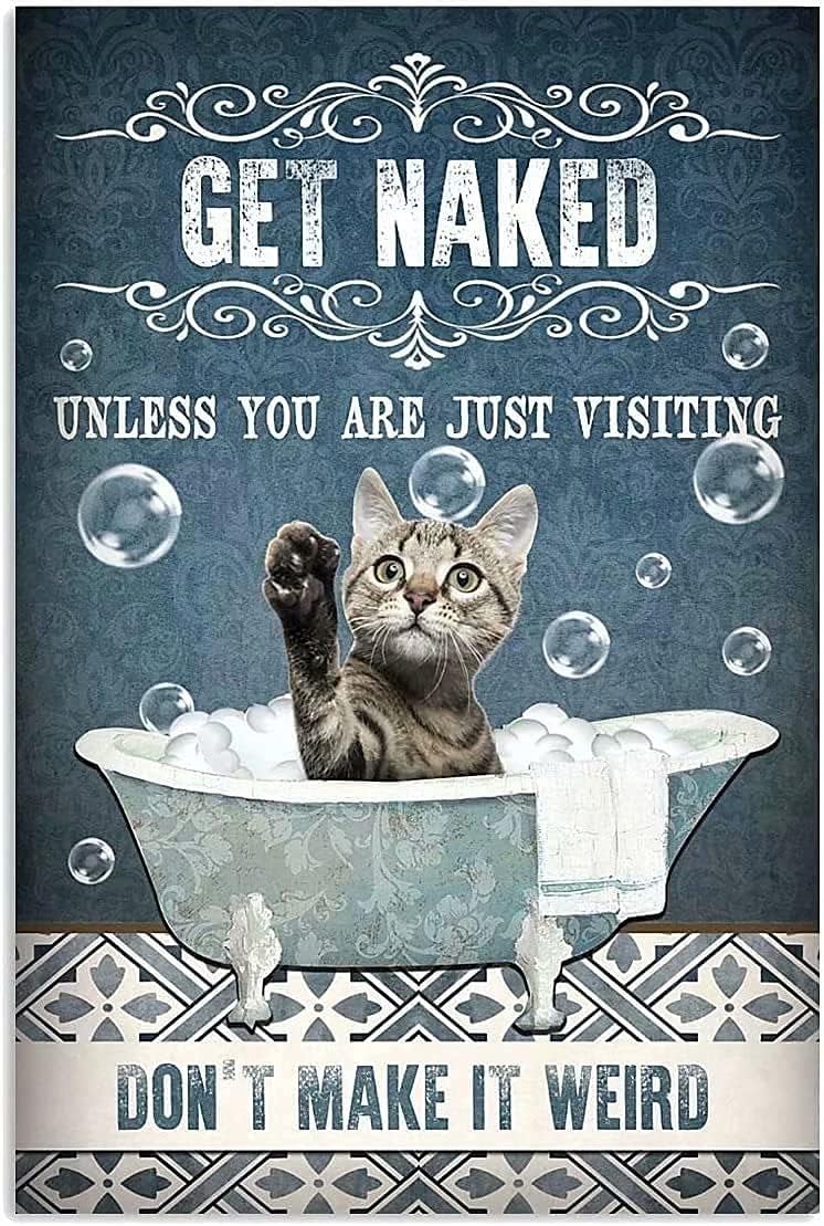 Bathroom Home Visit - Metall-Blechschild „Kitten Bathroom“, „Get Unless You