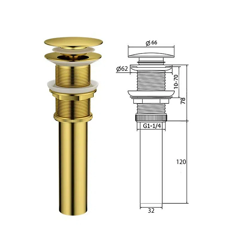 Home Bathroom Wash Basin - Push-Down Pop-Up Abflussventil für Waschbecken, Siphon-Abflussstopper,