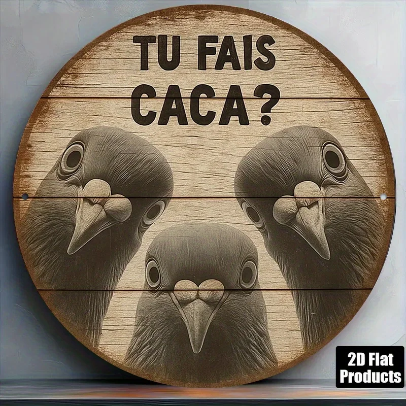 Home Bathroom Quotes - Lustiges rundes Blechschild mit französischem Zitat