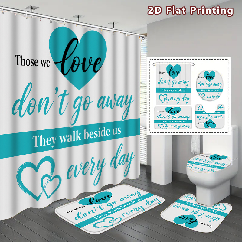 Home Bathroom Quotes - 2D Flaches, 2D Flaches 4-teiliges Duschvorhang-Set