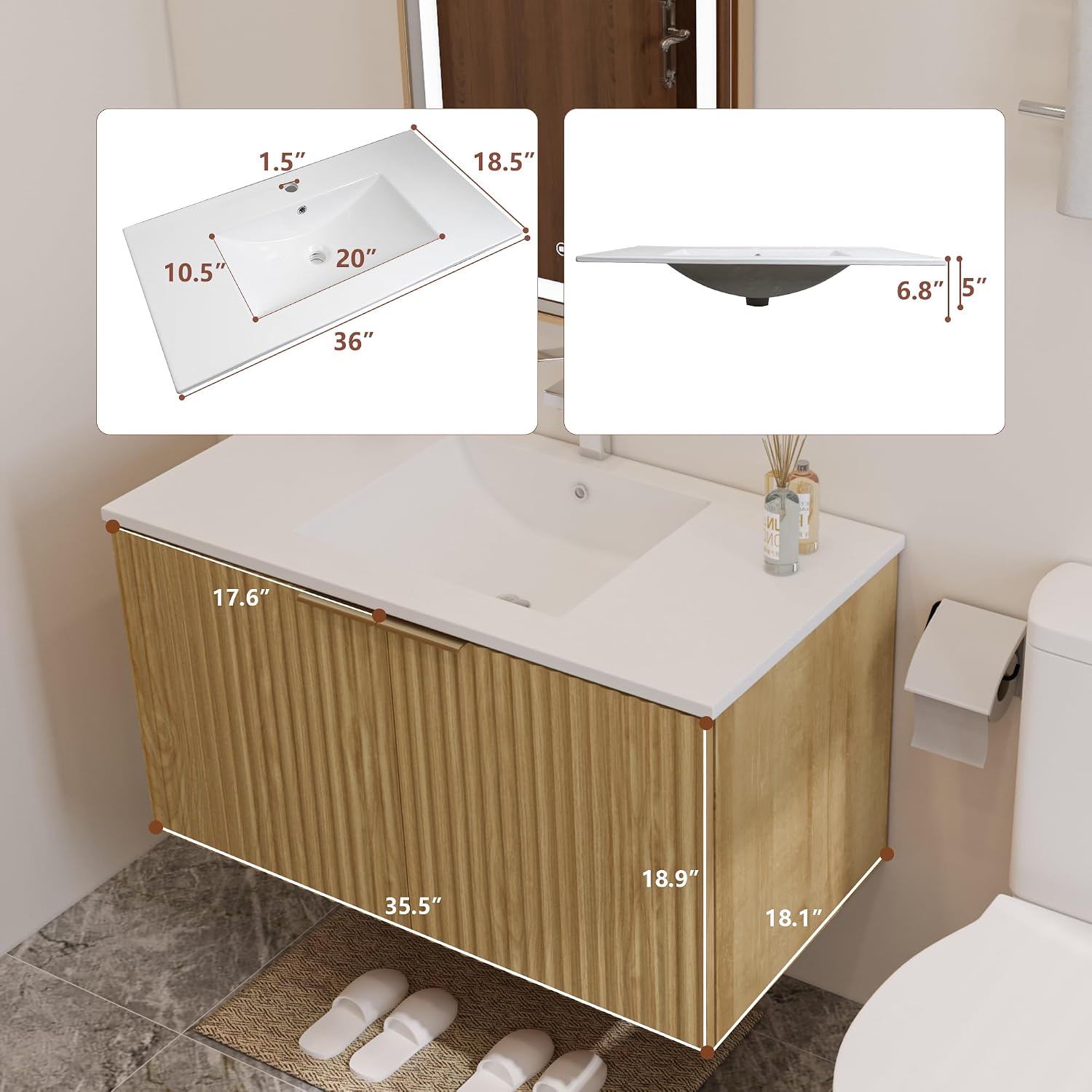 Moderner schwebender Badezimme – Home In Bathroom Bewertung und Preis