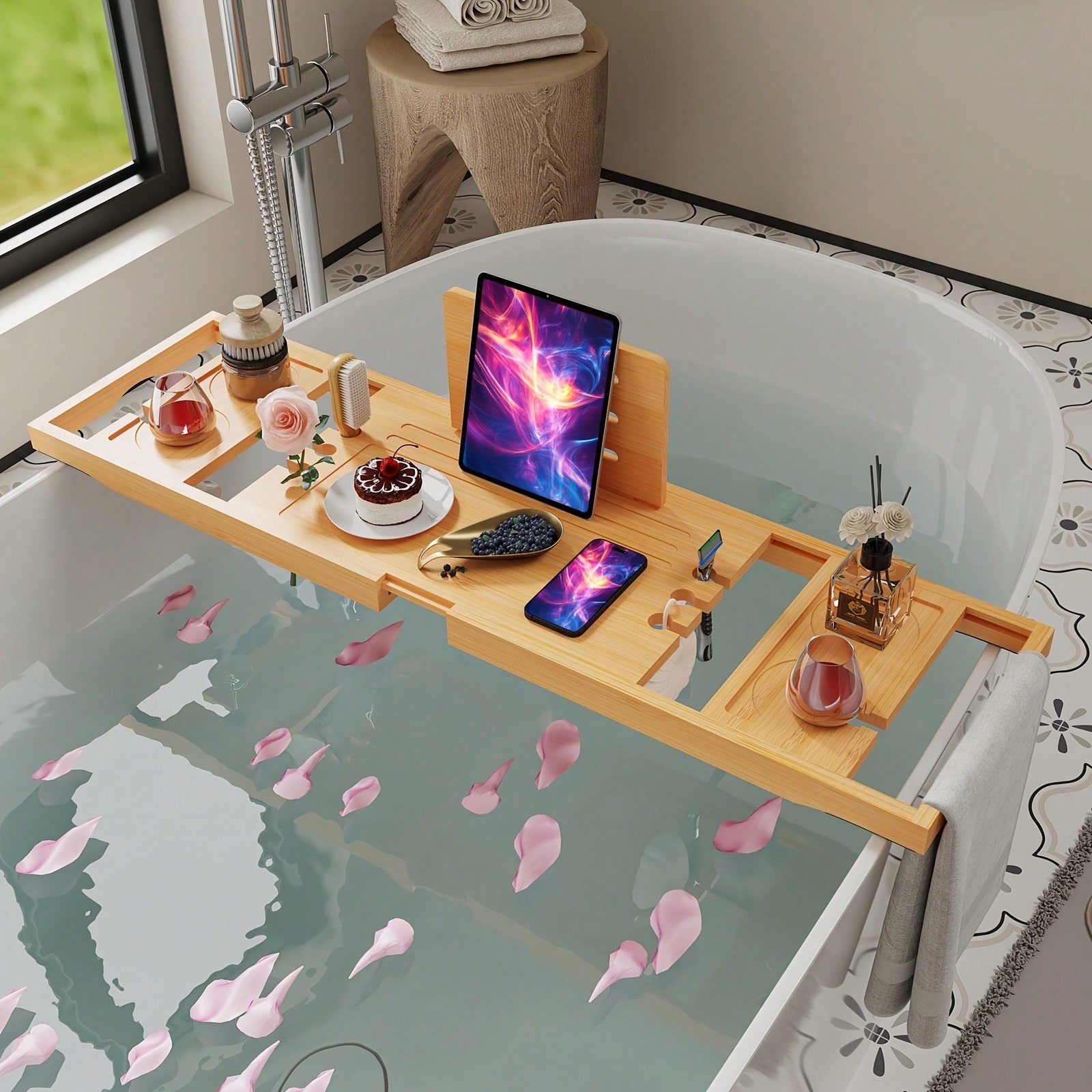 Badezimmer-Organizer aus Bambu – Bath Caddy Tray Bewertung und Preis