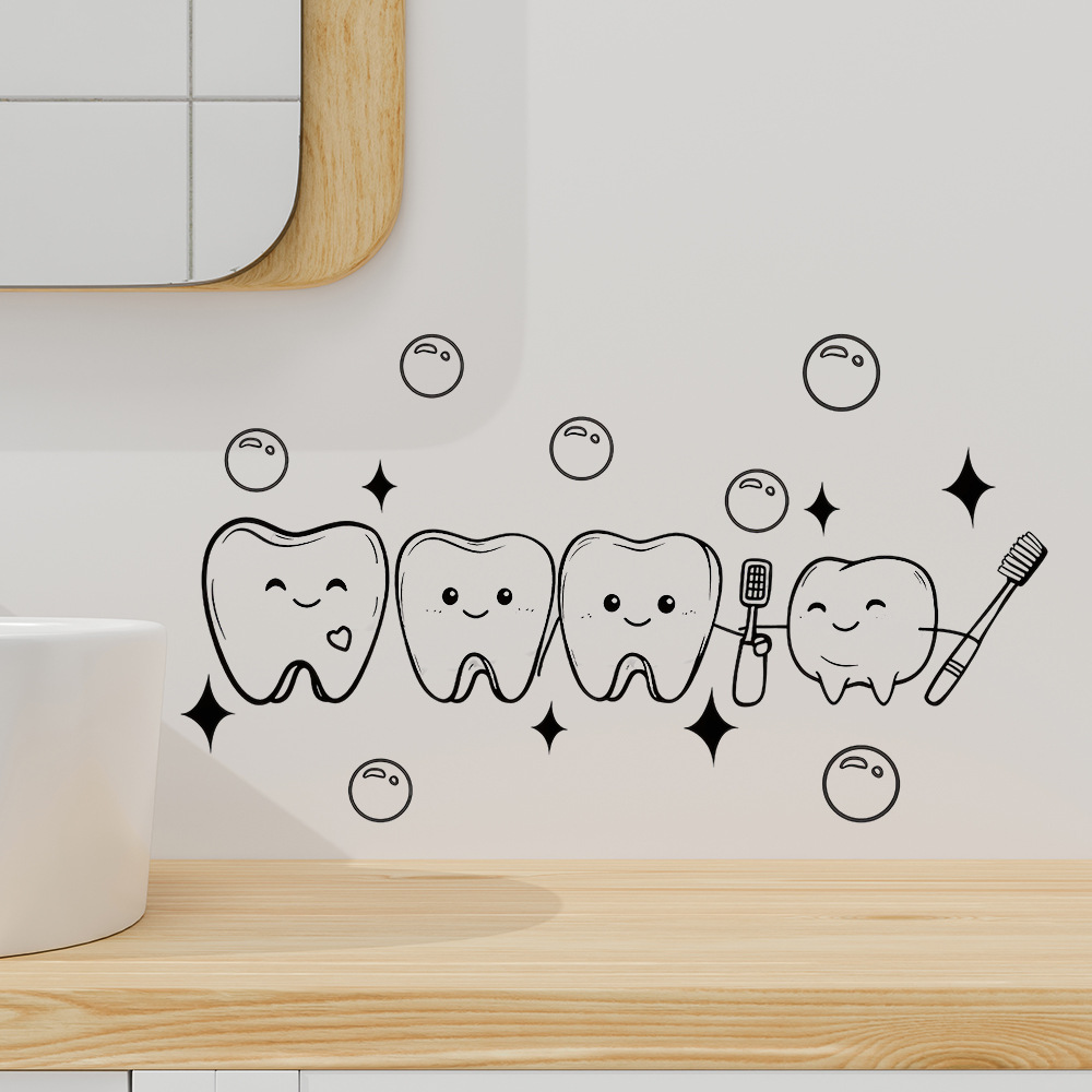 Wandaufkleber mit Cartoon-Zahn – Home Bathroom Wash Basin Bewertung und Preis