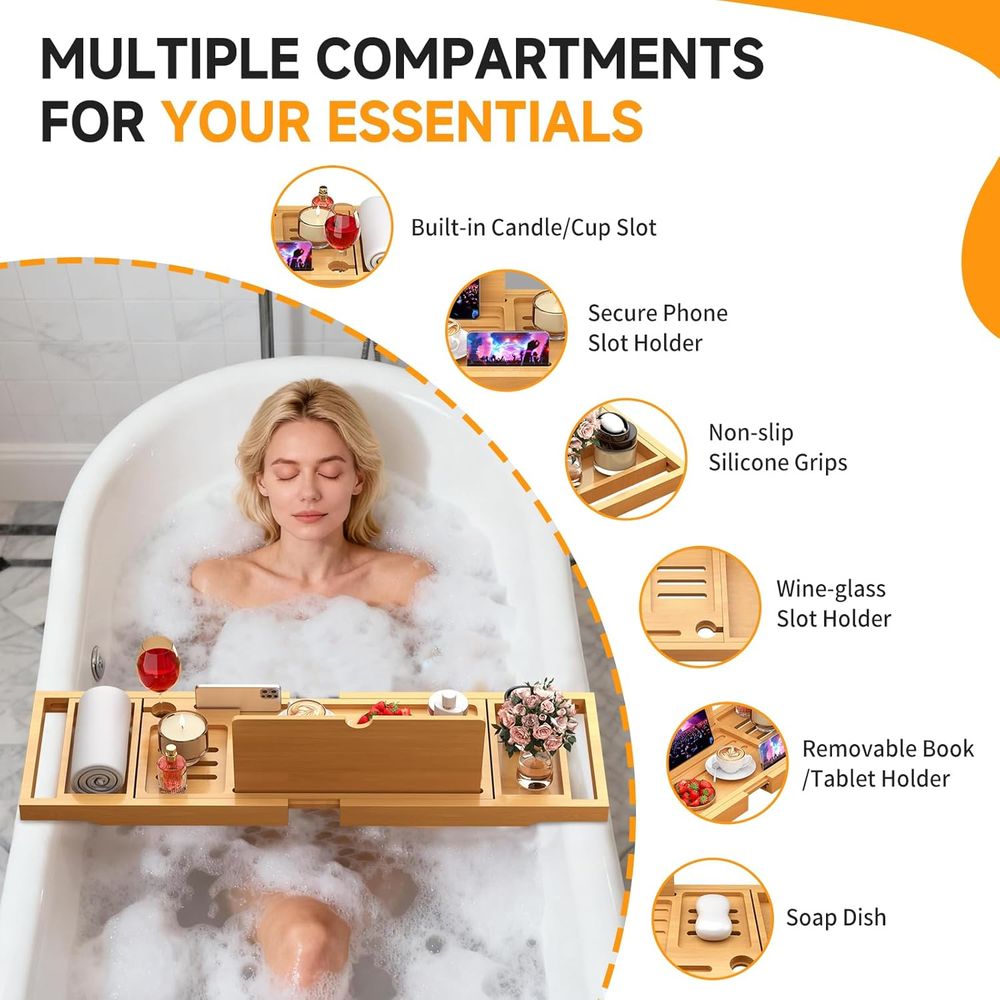 Eleganter Bambus-Badewannen-Or – Bath Caddy Tray Bewertung und Preis